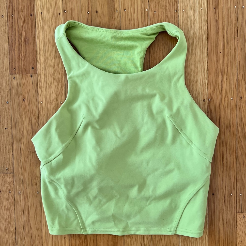 Lululemon green / yellow top with built in bra - sz 6
